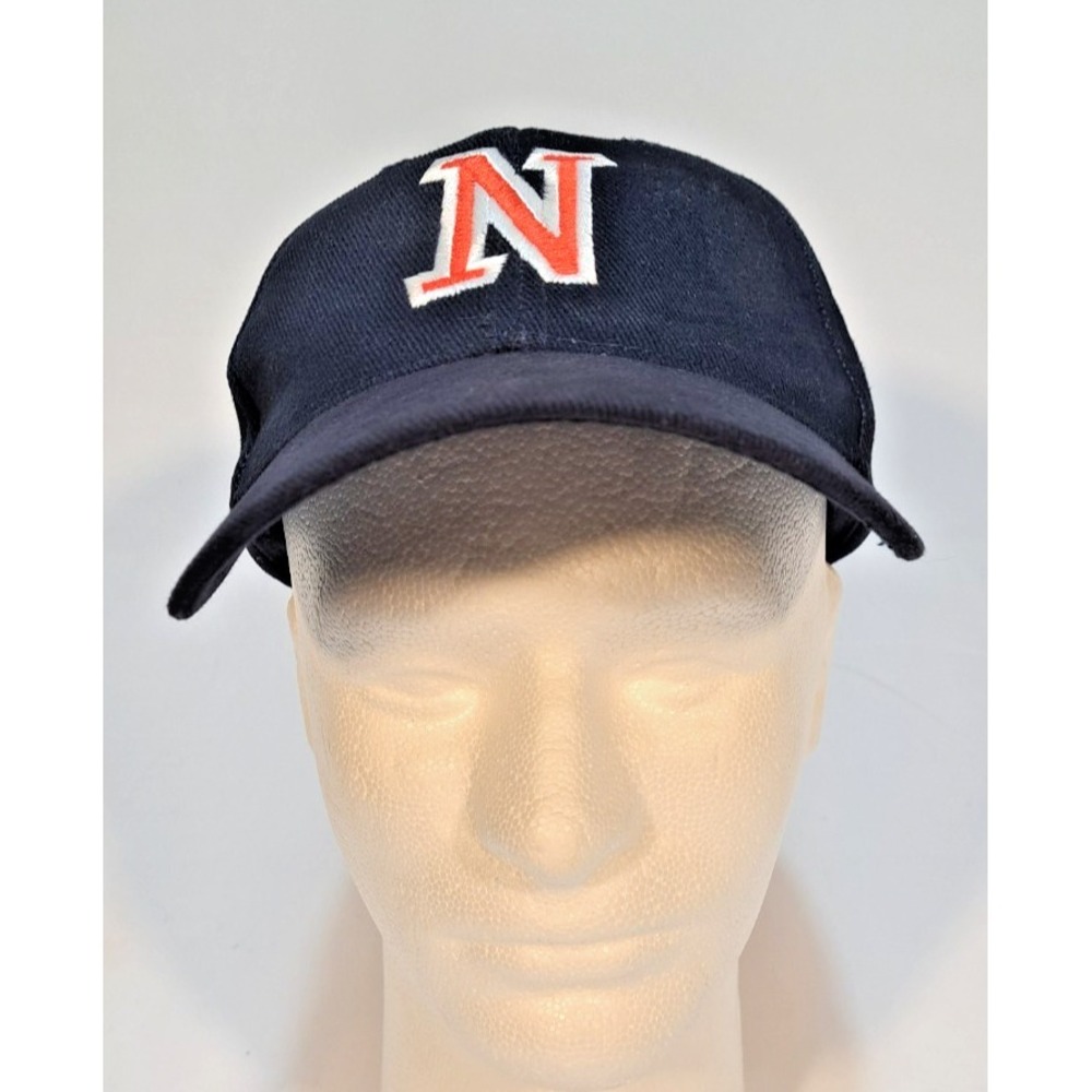 Nissun Cap Navy Blue Embroidered Varsity Letter N Adjustable Strapback Hat‎